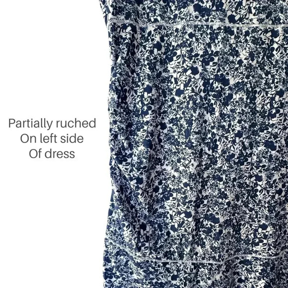 LÖLE NWOT SLEEVELESS ASYMMETRICAL ATHLETIC DRESS NAVY BLUE DITSY PRINT | LARGE - Picture 4 of 10